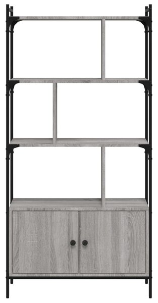 Szürke sonoma szerelt fa könyvespolc ajtókkal 76,5x30x154,5 cm