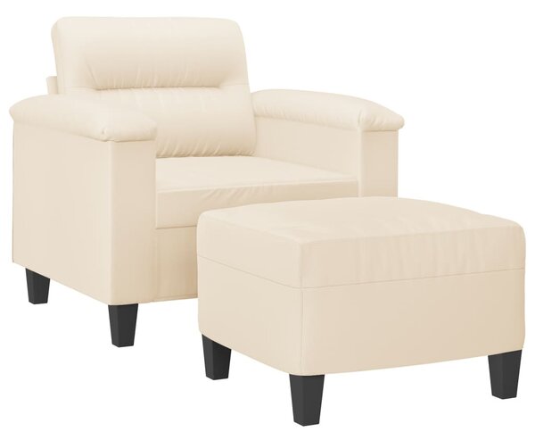 Bézs mikroszálas szövet kanapéfotel lábtartóval 60 cm