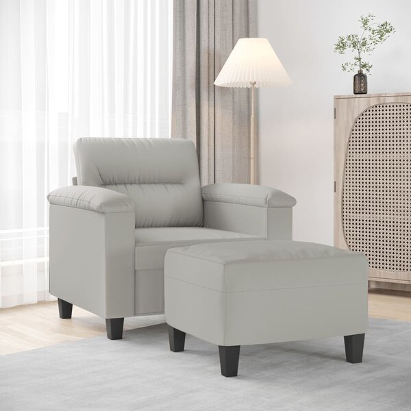 VidaXL világosszürke mikroszálas szövet kanapéfotel lábtartóval 60 cm