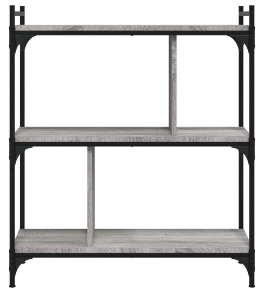 3 szintes szürke sonoma színű fa könyvespolc 76 x 32 x 88 cm
