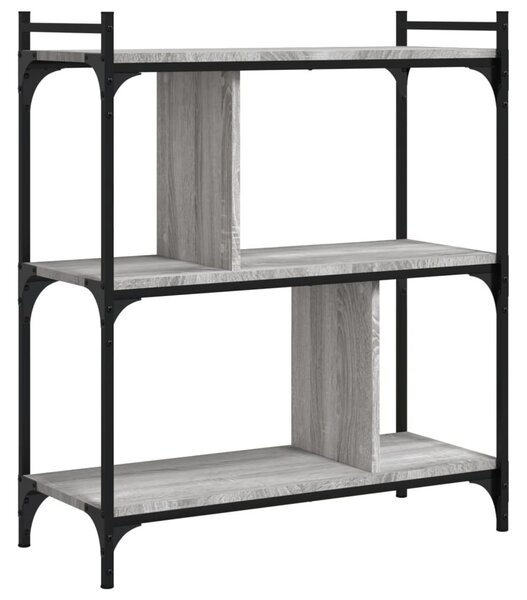 3 szintes szürke sonoma színű fa könyvespolc 76 x 32 x 88 cm