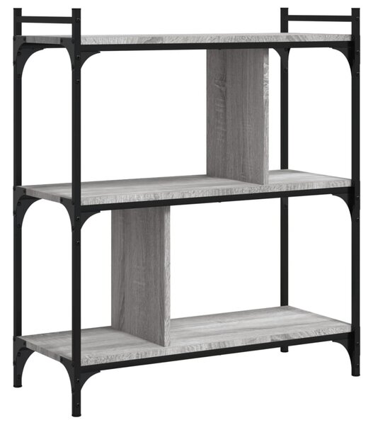 3 szintes szürke sonoma színű fa könyvespolc 76 x 32 x 88 cm