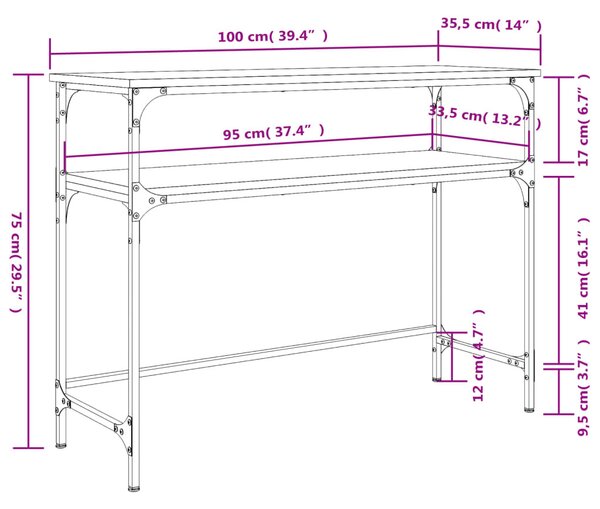 Füstös tölgy színű szerelt fa tálalóasztal 100x35,5x75 cm