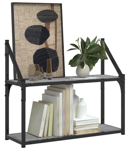 2 szintes szürke sonoma színű szerelt fa fali polc 60x21x51 cm