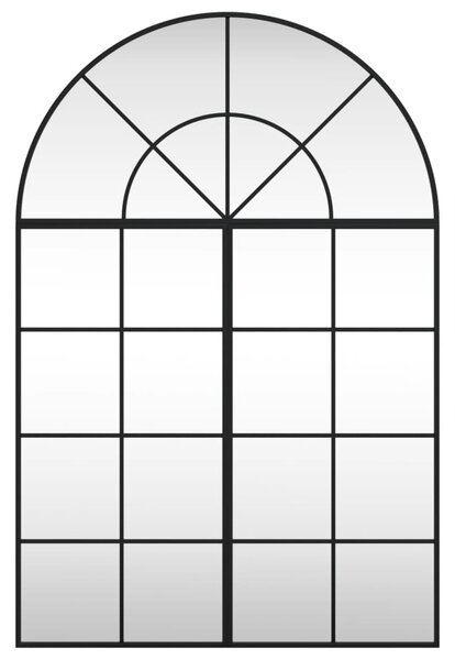 Fekete ívelt vas fali tükör 80x120 cm
