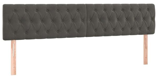 Sötétszürke bársony rugós és led-es ágy matraccal 180x200 cm