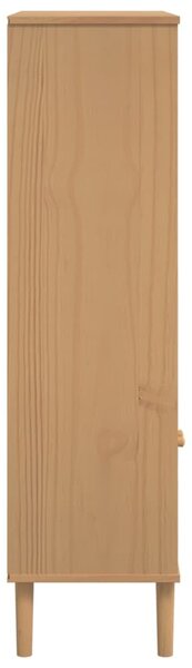 SENJA barna rattanhatású tömör fenyő könyvszekrény 90x35x130 cm