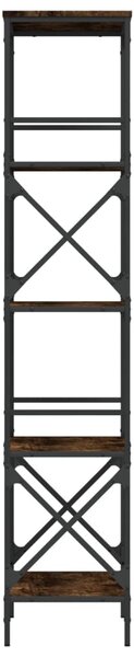 5 szintes füstös tölgy szerelt fa könyvespolc 59 x 35 x 132 cm
