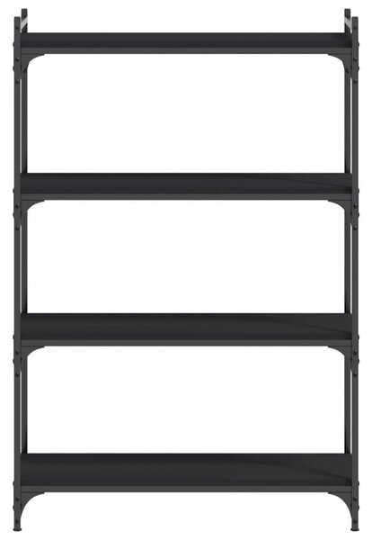 4 szintes fekete szerelt fa könyvespolc 80 x 30 x 120 cm