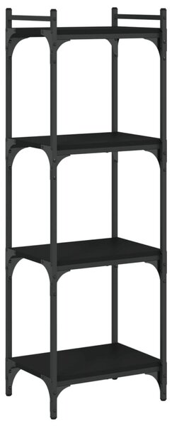 4 szintes fekete szerelt fa könyvespolc 40 x 30 x 120 cm