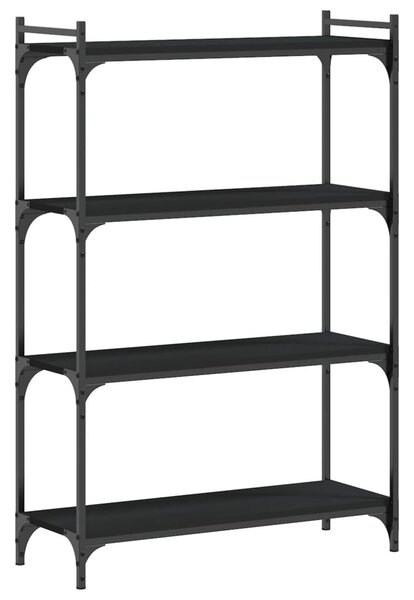 4 szintes fekete szerelt fa könyvespolc 80 x 30 x 120 cm