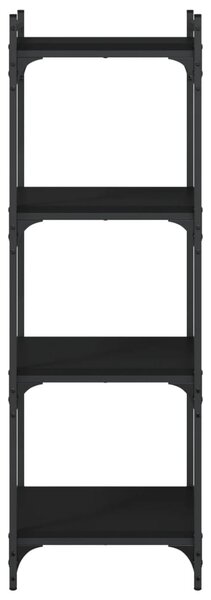 4 szintes fekete szerelt fa könyvespolc 40 x 30 x 120 cm