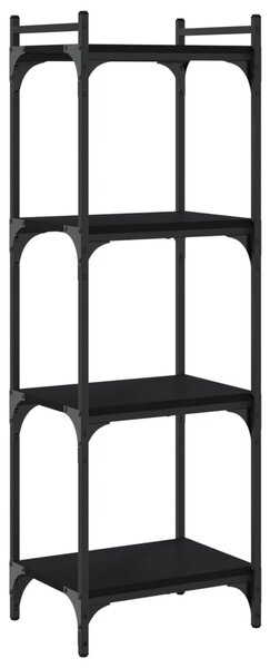 4 szintes fekete szerelt fa könyvespolc 40 x 30 x 120 cm