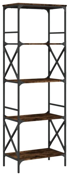 5 szintes füstös tölgy szerelt fa könyvespolc 59 x 35 x 132 cm