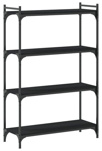 4 szintes fekete szerelt fa könyvespolc 80 x 30 x 120 cm