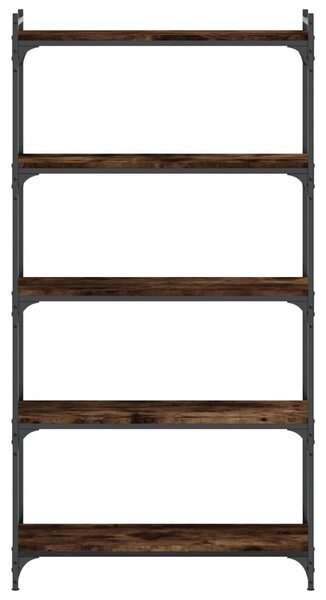 5 szintes füstös tölgy szerelt fa könyvespolc 80 x 30 x 154 cm
