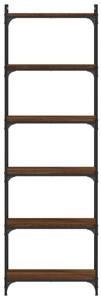 6 szintes barna tölgy színű szerelt fa könyvespolc 60x30x188 cm