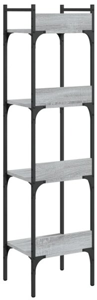 4 szintes szürke sonoma szerelt fa könyvespolc 35x30x138,5 cm