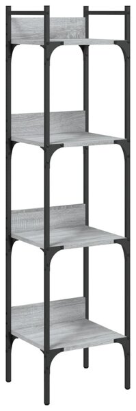 4 szintes szürke sonoma szerelt fa könyvespolc 35x30x138,5 cm