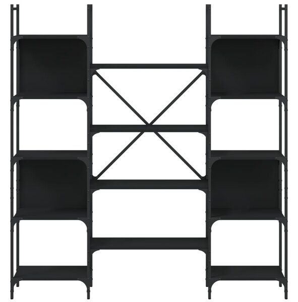 Fekete szerelt fa könyvespolc 155,5 x 24 x 166,5 cm