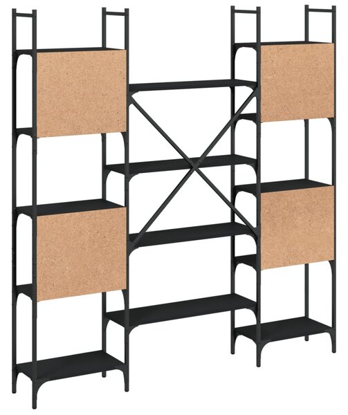 Fekete szerelt fa könyvespolc 155,5 x 24 x 166,5 cm