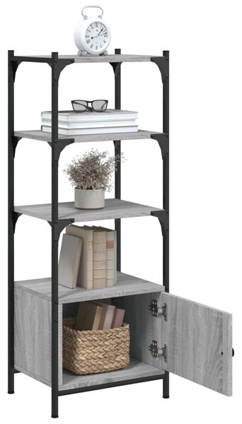 3 szintes szürke sonoma szerelt fa könyvespolc 41x30x109,5 cm