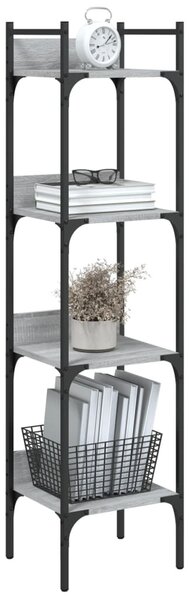 4 szintes szürke sonoma szerelt fa könyvespolc 35x30x138,5 cm