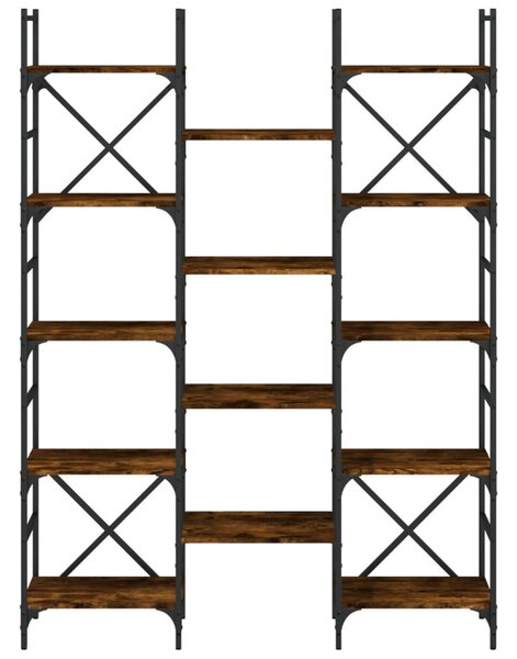 Füstös tölgy színű szerelt fa könyvespolc 127,5x28,5x172,5 cm