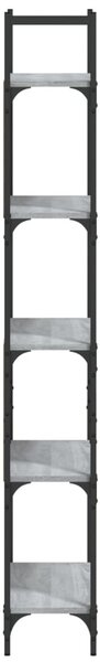 5 szintes szürke sonoma szerelt fa könyvespolc 60,5x24x166,5 cm