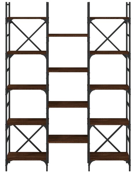 Barna tölgyszínű szerelt fa könyvespolc 127,5x28,5x172,5 cm
