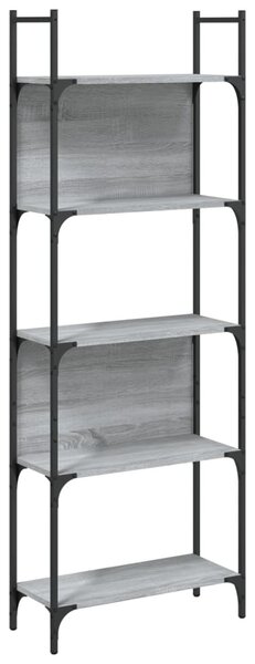 5 szintes szürke sonoma szerelt fa könyvespolc 60,5x24x166,5 cm