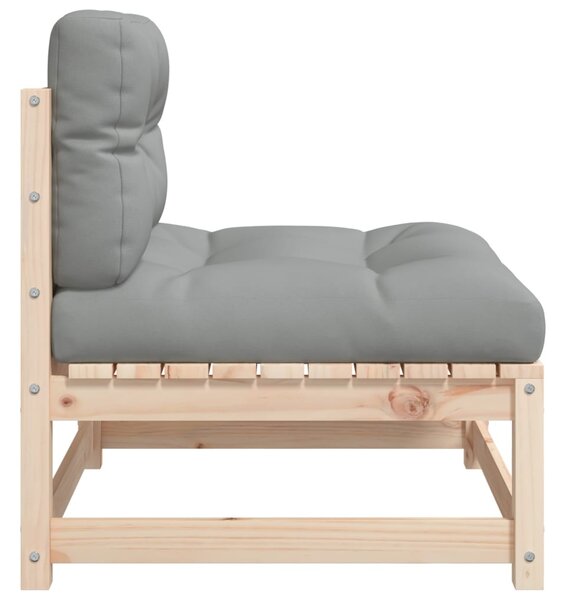 2 db tömör fenyőfa karfa nélküli kerti kanapé párnákkal
