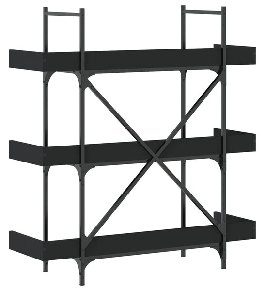 3-szintes fekete szerelt fa könyvespolc 100 x 33 x 108,5 cm