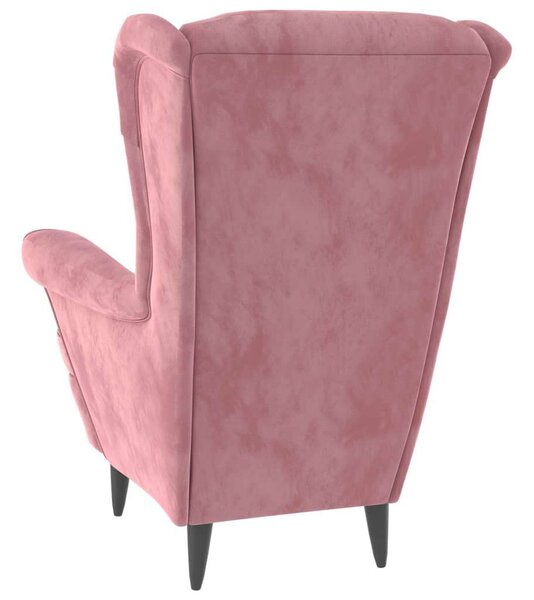 VidaXL Rosa Bársony Fotel Lábtartóval
