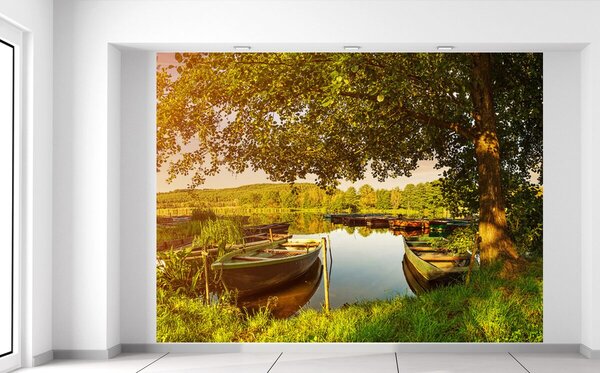 Gario Fotótapéta Csónakok a tón Anyag: Öntapadó, Méret: 200 x 150 cm