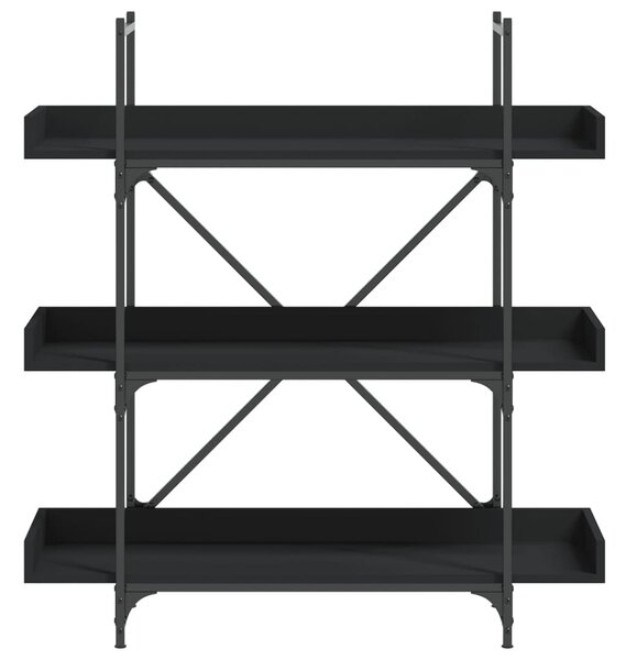 3-szintes fekete szerelt fa könyvespolc 100 x 33 x 108,5 cm