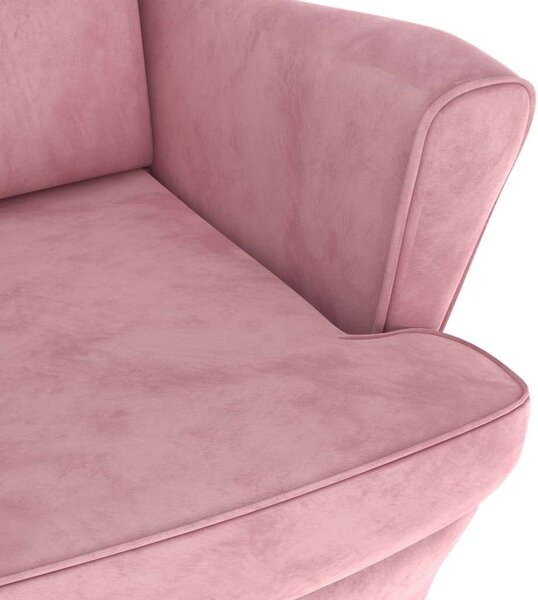 VidaXL Rosa Bársony Fotel Lábtartóval