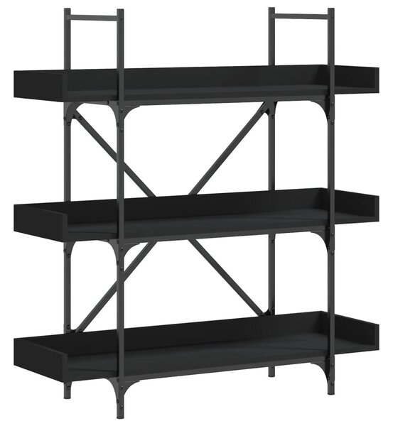 3-szintes fekete szerelt fa könyvespolc 100 x 33 x 108,5 cm
