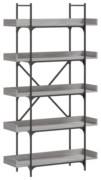 5-szintes szürke sonoma szerelt fa könyvespolc 100x33x180,5 cm