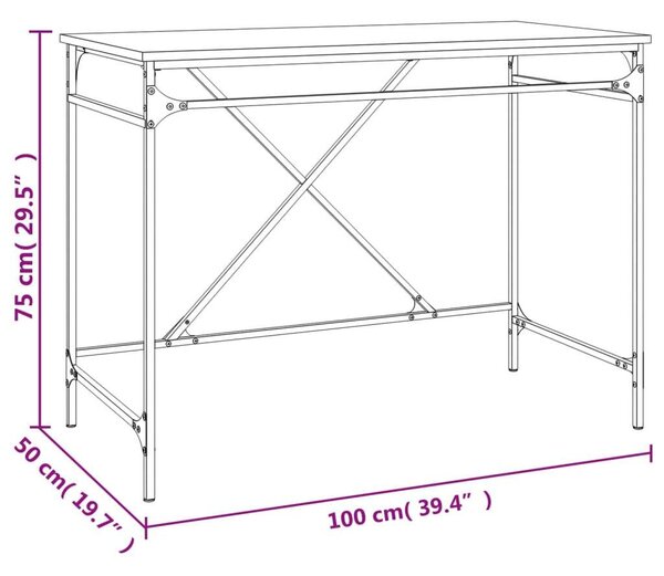 VidaXL Ipari Íróasztal - Szerelt Fa - 100x50x75 cm