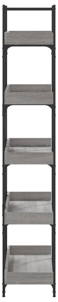 5-szintes szürke sonoma szerelt fa könyvespolc 100x33x180,5 cm