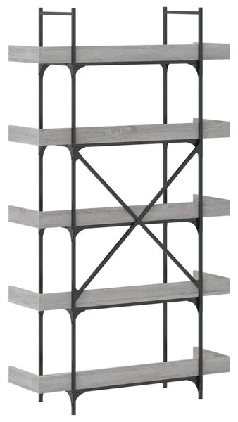 5-szintes szürke sonoma szerelt fa könyvespolc 100x33x180,5 cm