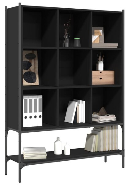 Fekete szerelt fa könyvszekrény 102x30x141,5 cm