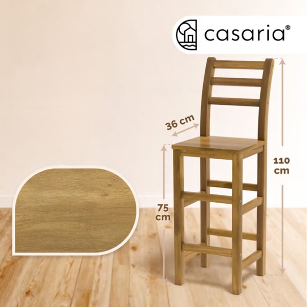OSLO bárszék karfával, 2 db, 40x36x110cm, természetes barna Casaria