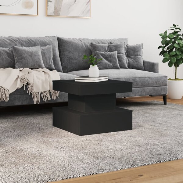 Fekete dohányzóasztal LED-lámpákkal 50 x 50 x 40 cm