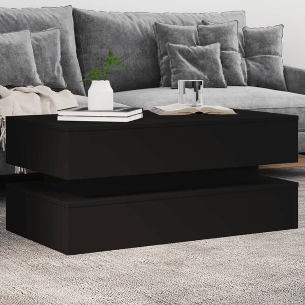 Fekete dohányzóasztal LED-lámpákkal 90x50x40 cm