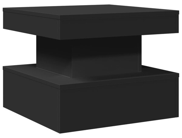 Fekete dohányzóasztal LED-lámpákkal 50 x 50 x 40 cm