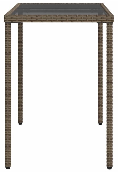 Szürke polyrattan üveglapos kerti asztal 115x54x74 cm