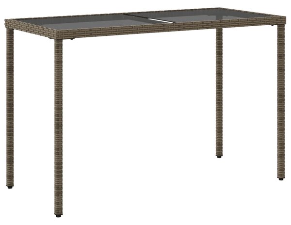 Szürke polyrattan üveglapos kerti asztal 115x54x74 cm