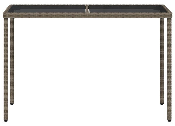 Szürke polyrattan üveglapos kerti asztal 115x54x74 cm